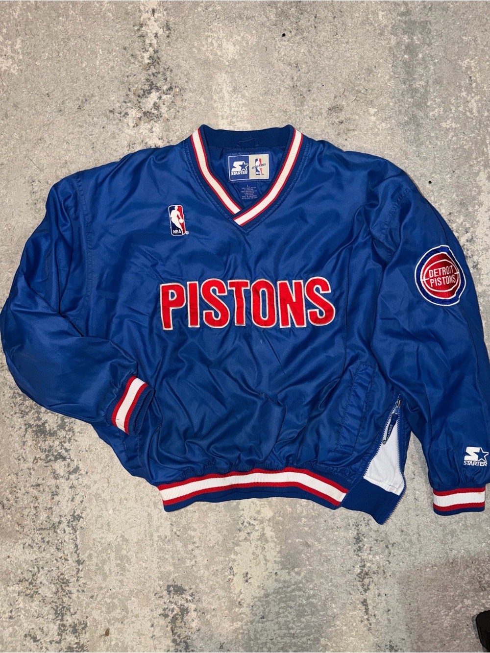 STARTER Blue Detroit Pistons Satin Jacket
